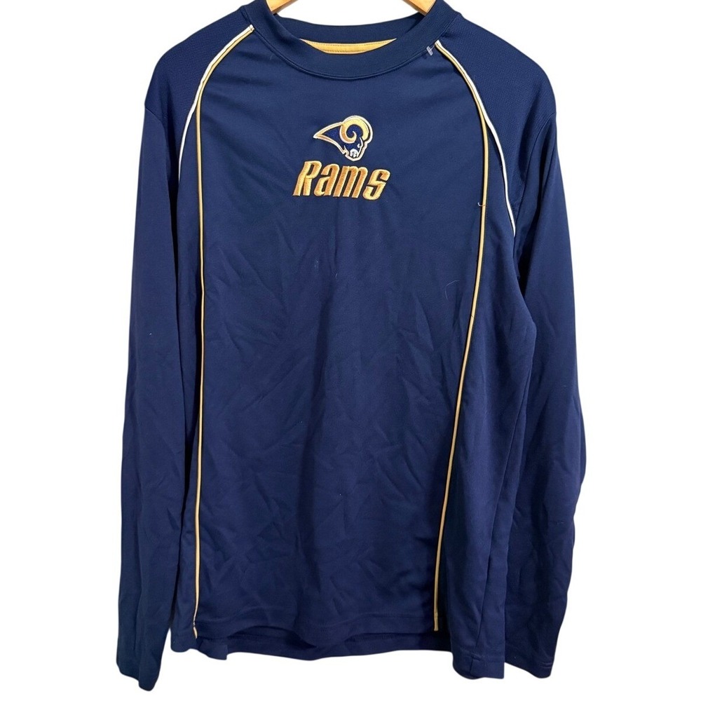 Los Angeles Rams Long Sleeve Athletic Shirt‎ NFL Football Navy Gold Men's